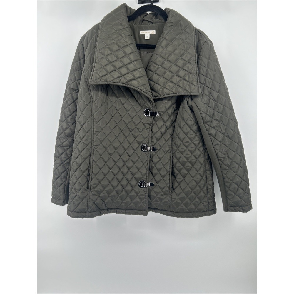 Westport Womens XL Jacket Olive Green Quilted Lightweight Puffer Toggle Coat